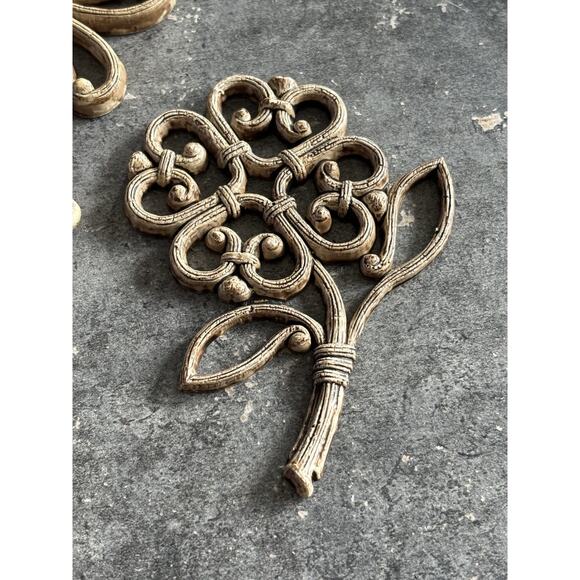 3 Homco Flower Wall Decor, Faux Wood/Wicker, 1978 Vtg Floral - Picture 2 of 9